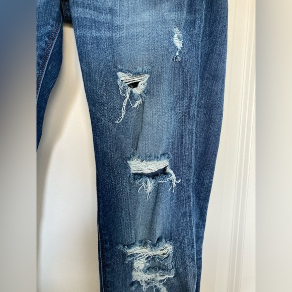 Express Skinny Ankle Mid Rise Distressed Denim Blue Jeans Women’s 6R - Picture 7 of 12